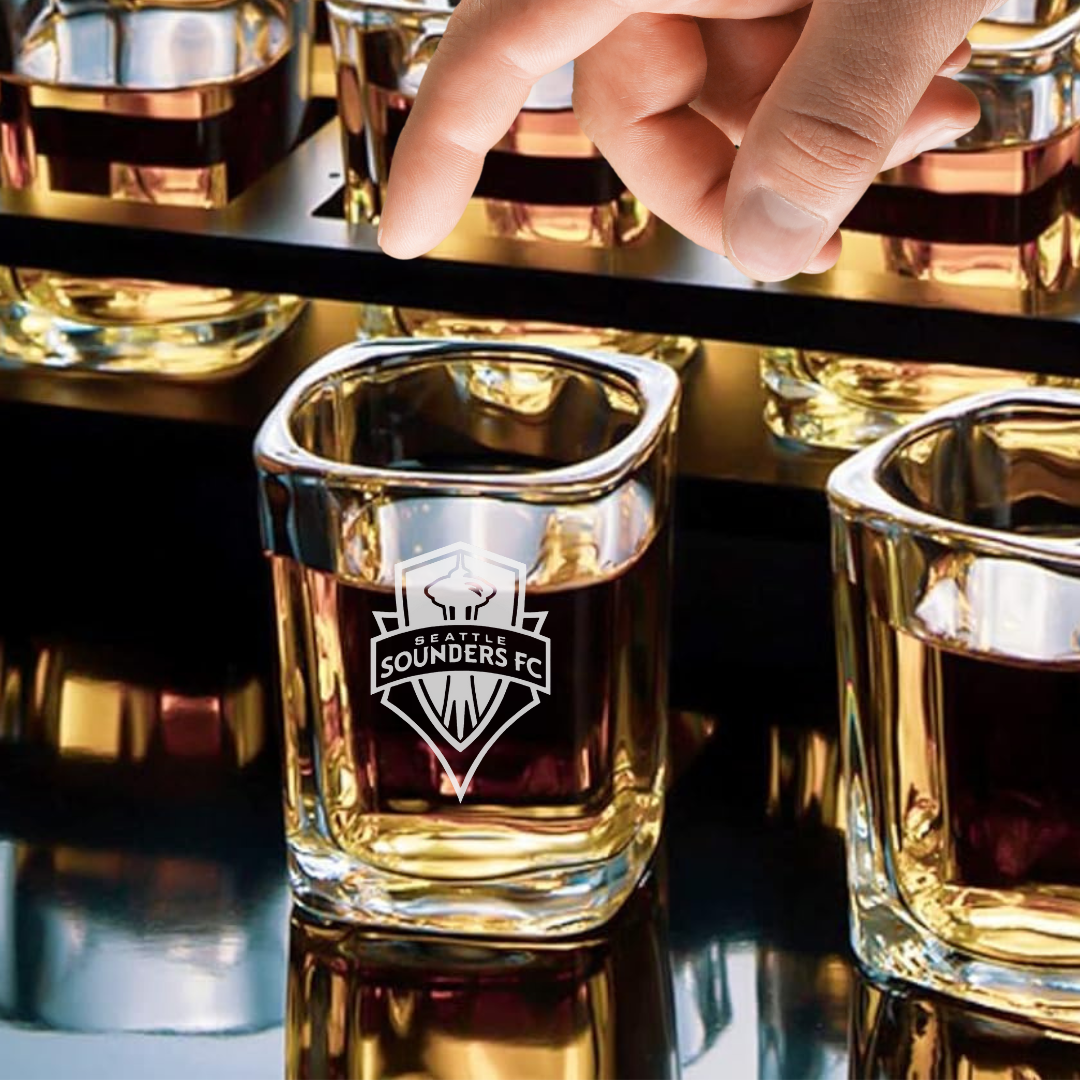 Custom Engraved Seattle Sounders FC Shot Glass – 2.2 oz Square Shot Glass New