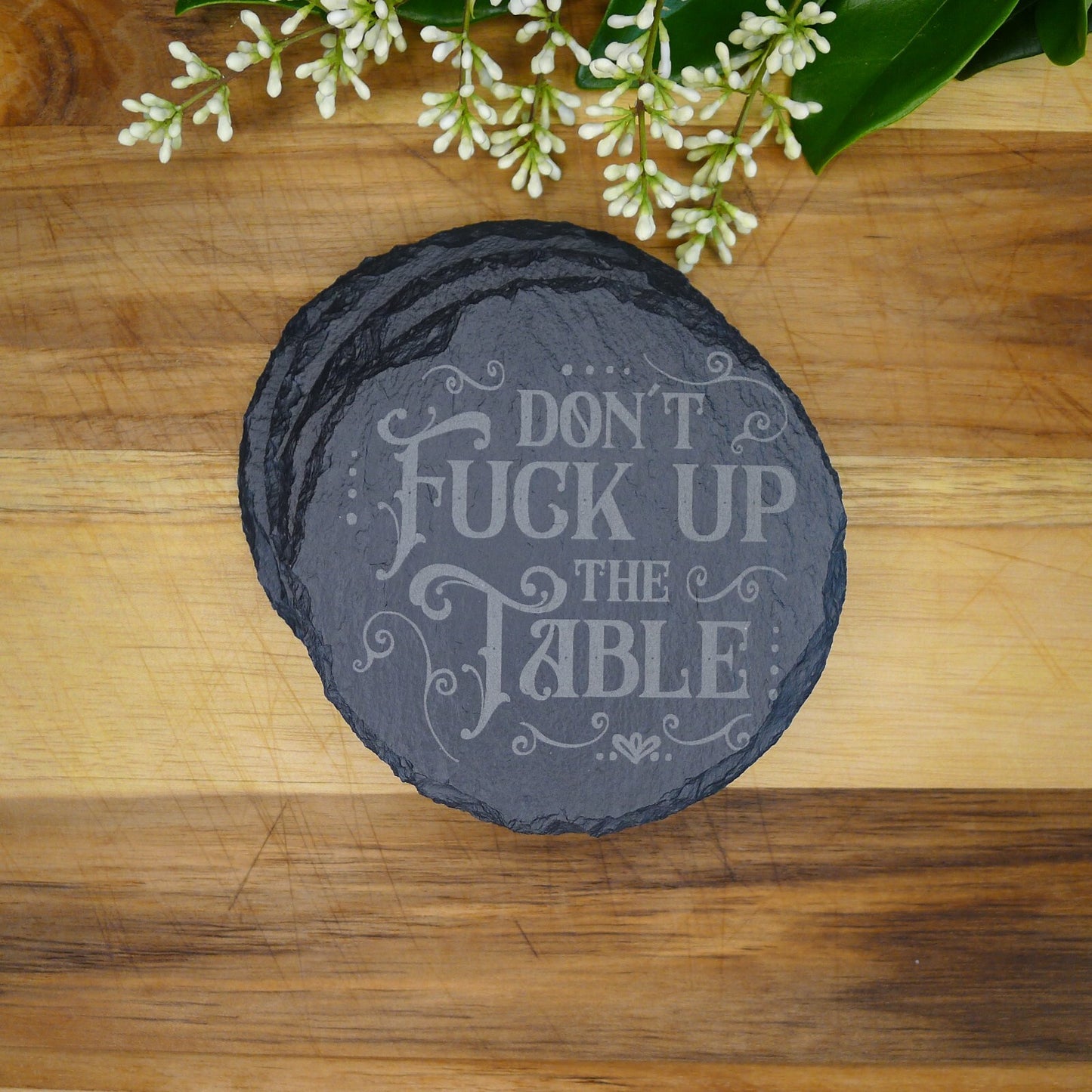 Don't F Up the Table Coaster Set Funny Home Decor Brand New Laser Engraved