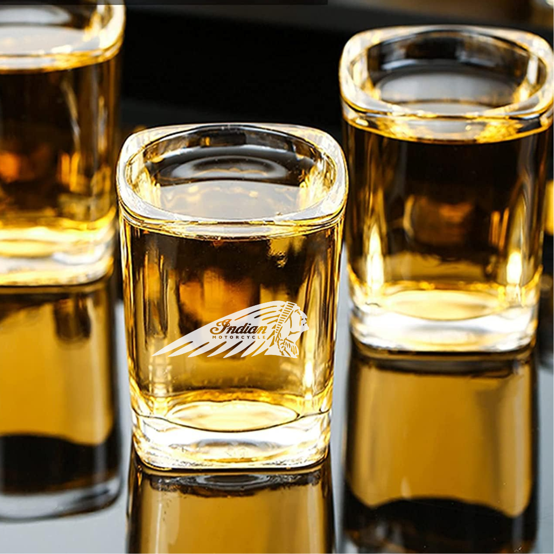 Custom Engraved Indian Motorcycle Shot Glass – 2.2 oz Premium Crystal Shot Glass
