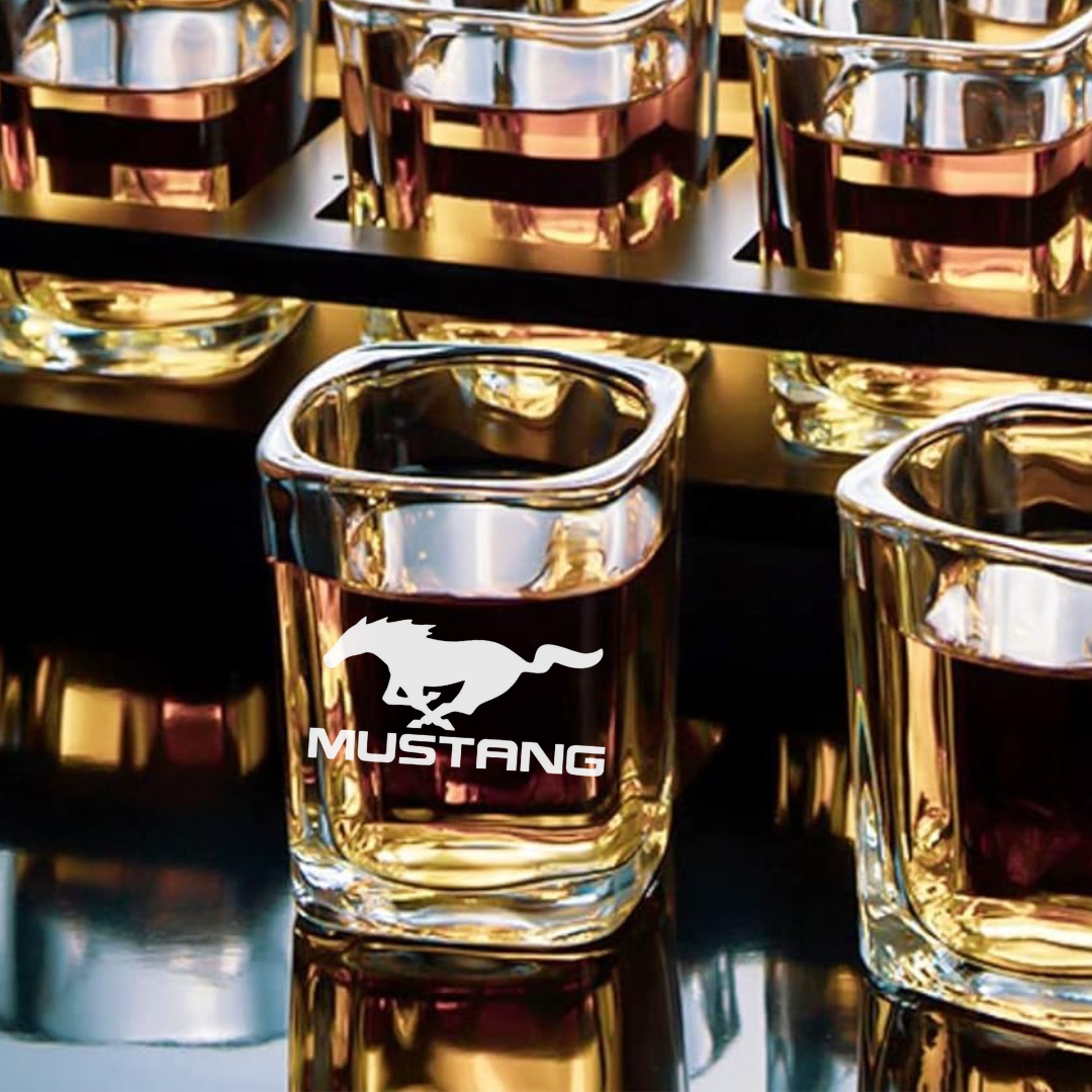 Custom Engraved Classic Mustang Shot Glass – 2.2 oz Square
