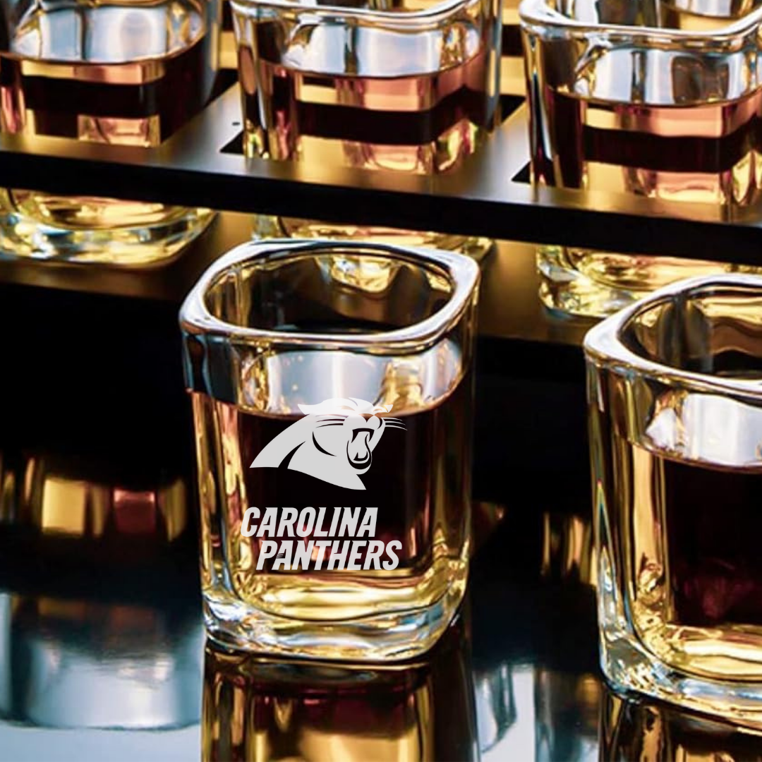 Custom Engraved Carolina Panthers Shot Glass – 2.2 oz Square Shot Glass