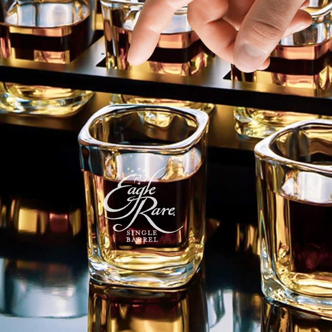 Custom Engraved Eagle Rare Single Barrel Square Shot Glass – 2.2 oz Capacity