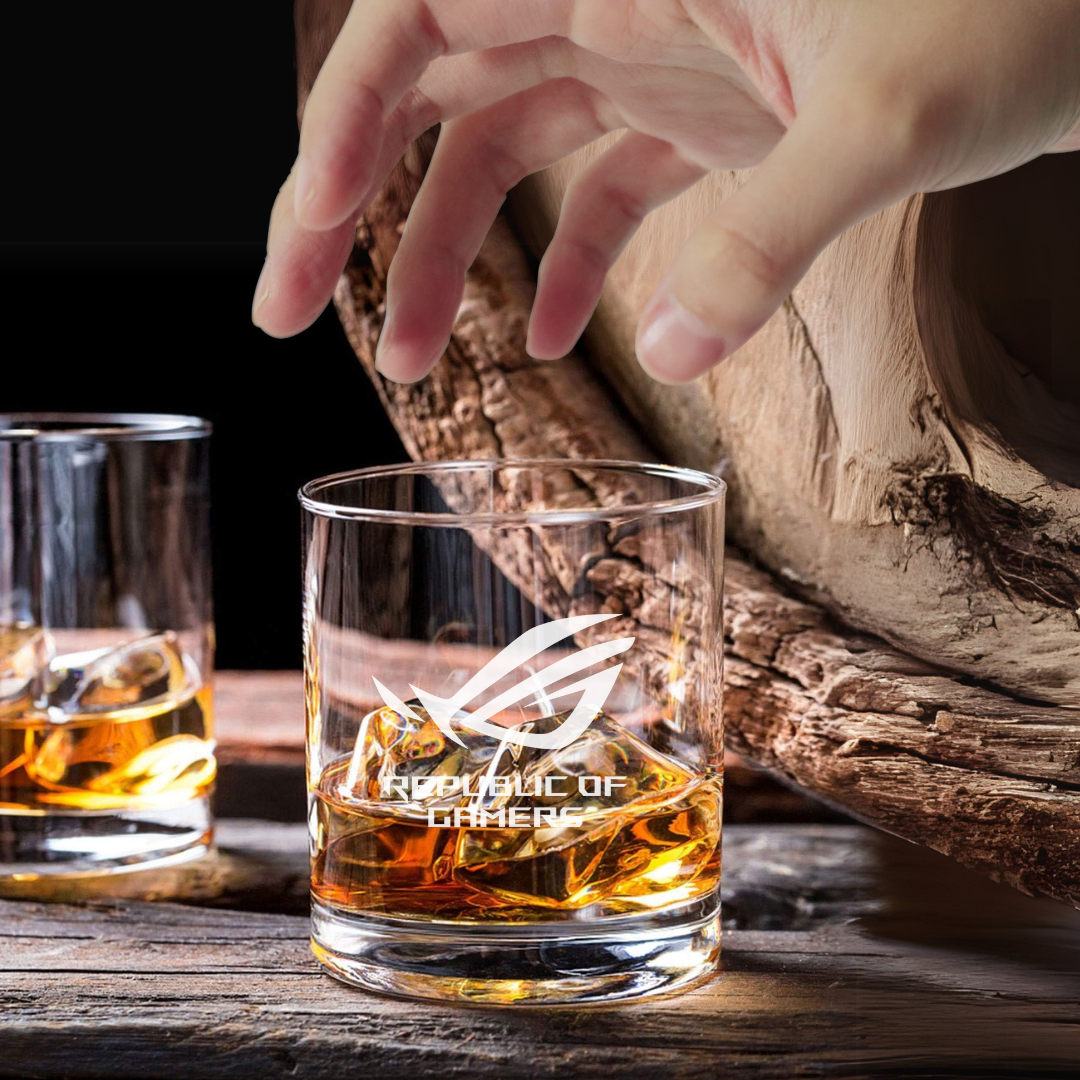 Custom Engraved ROG Gamer Whiskey Glass – 7 oz Rocks Glass