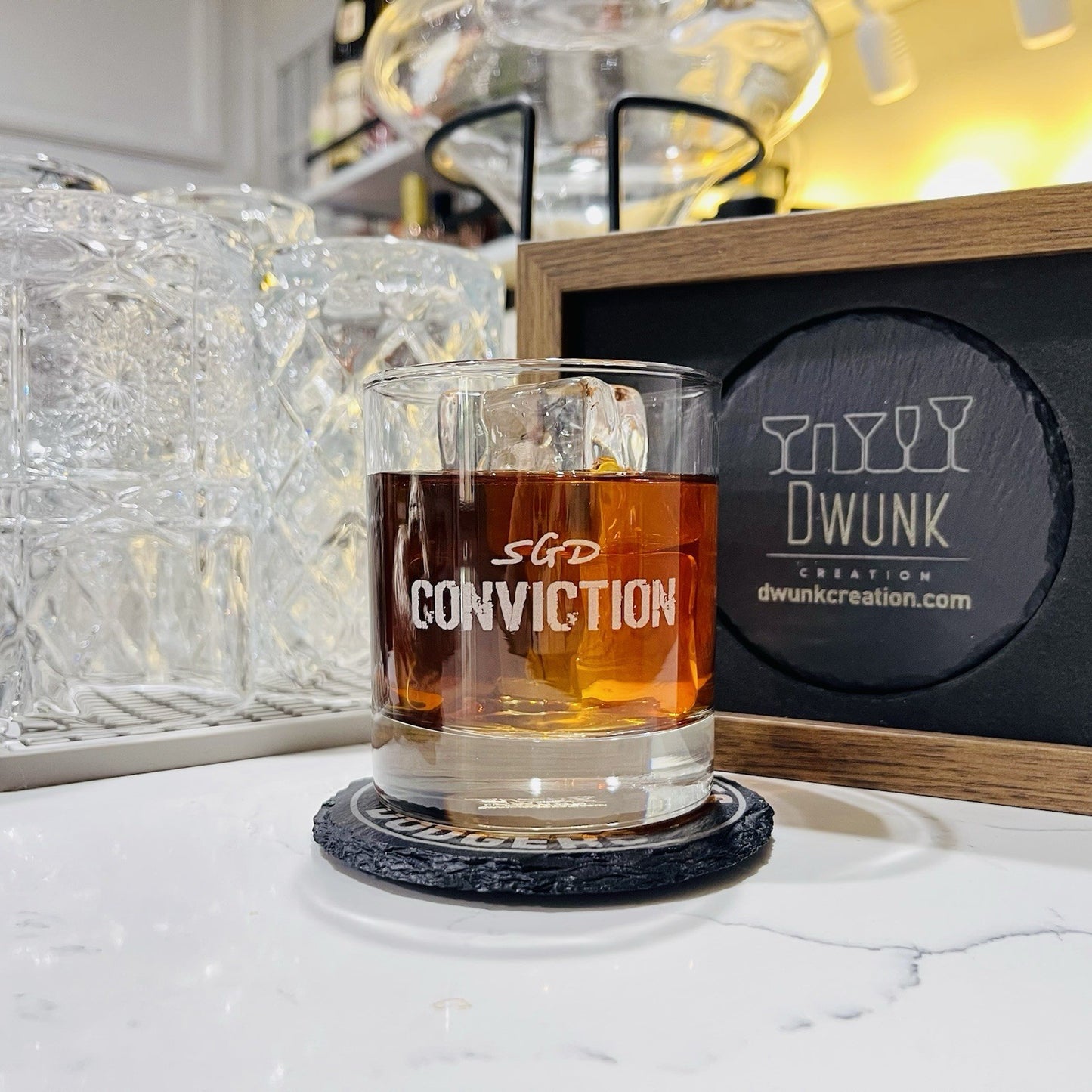 Custom Engraved Southern Grace Distilleries SGD Conviction Whiskey Glass 11 oz