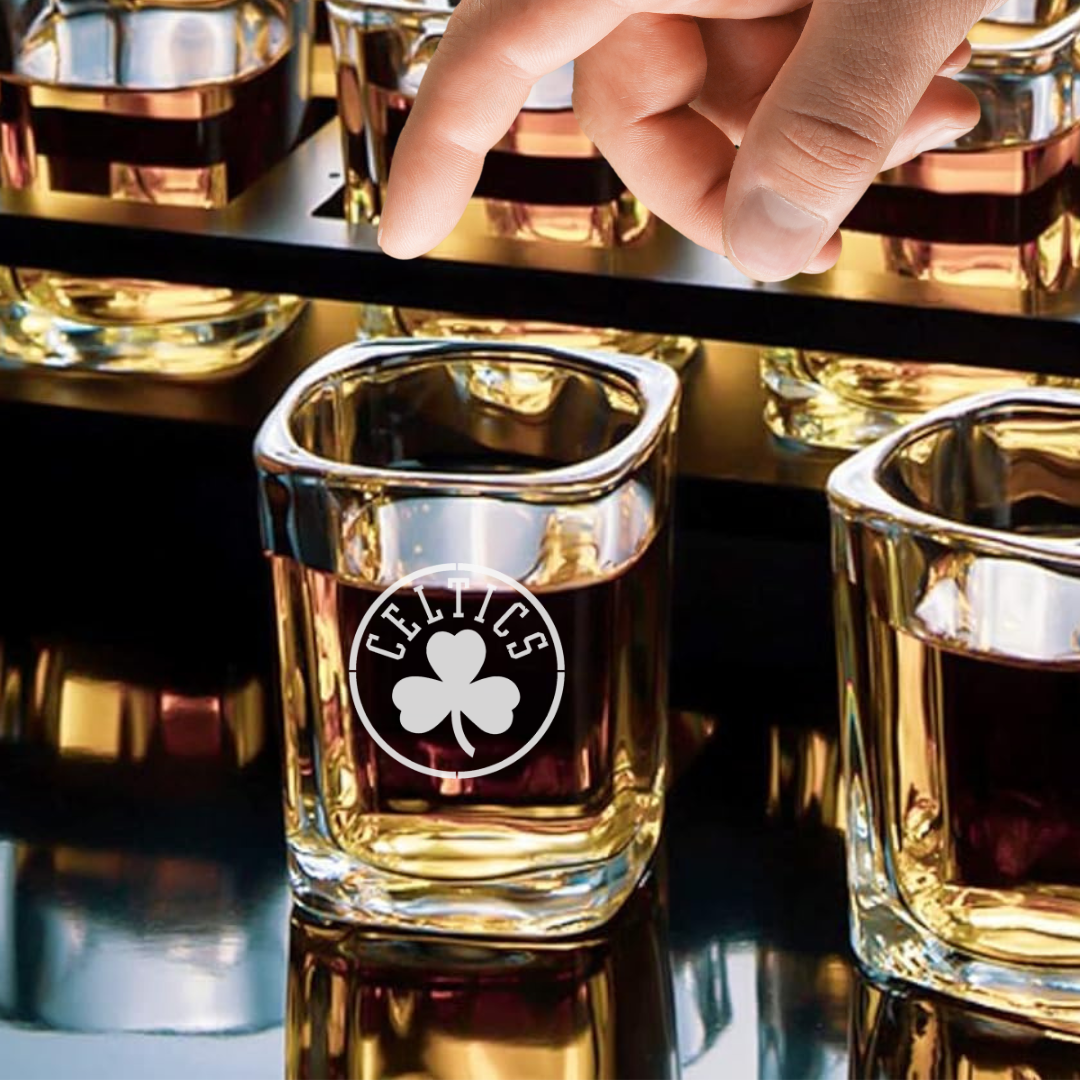 Custom Engraved Boston Celtics Shot Glass – 2.2 oz Square Shot Glass