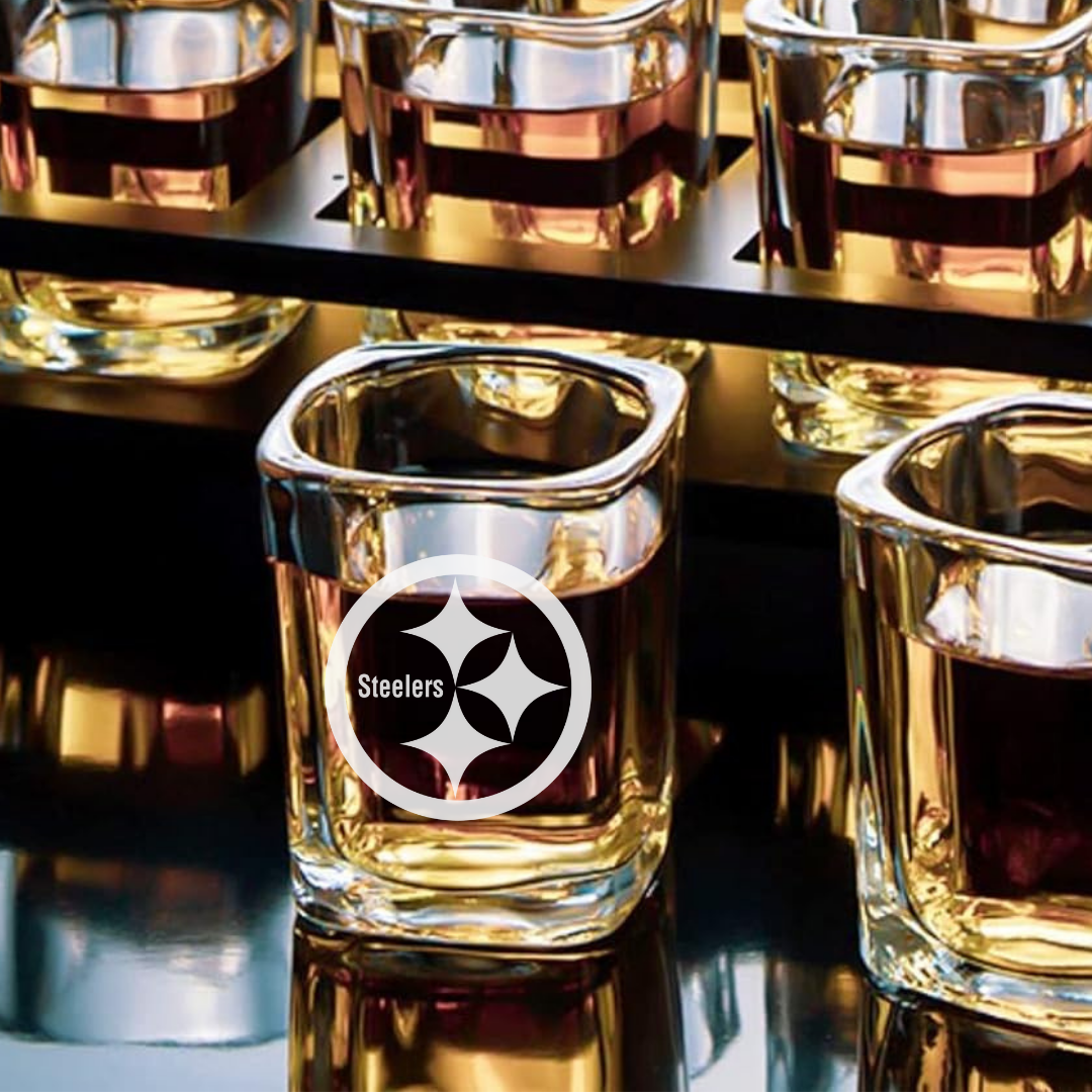 Custom Engraved Pittsburgh Steelers Shot Glass – 2.2 oz Square Shot Glass