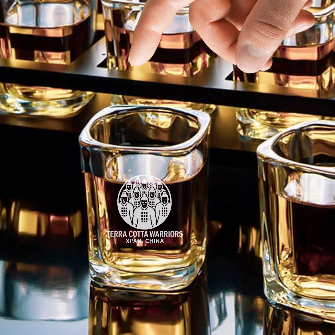 Custom Engraved Terra Cotta Warriors Shot Glass – 2.2 oz Square Glass