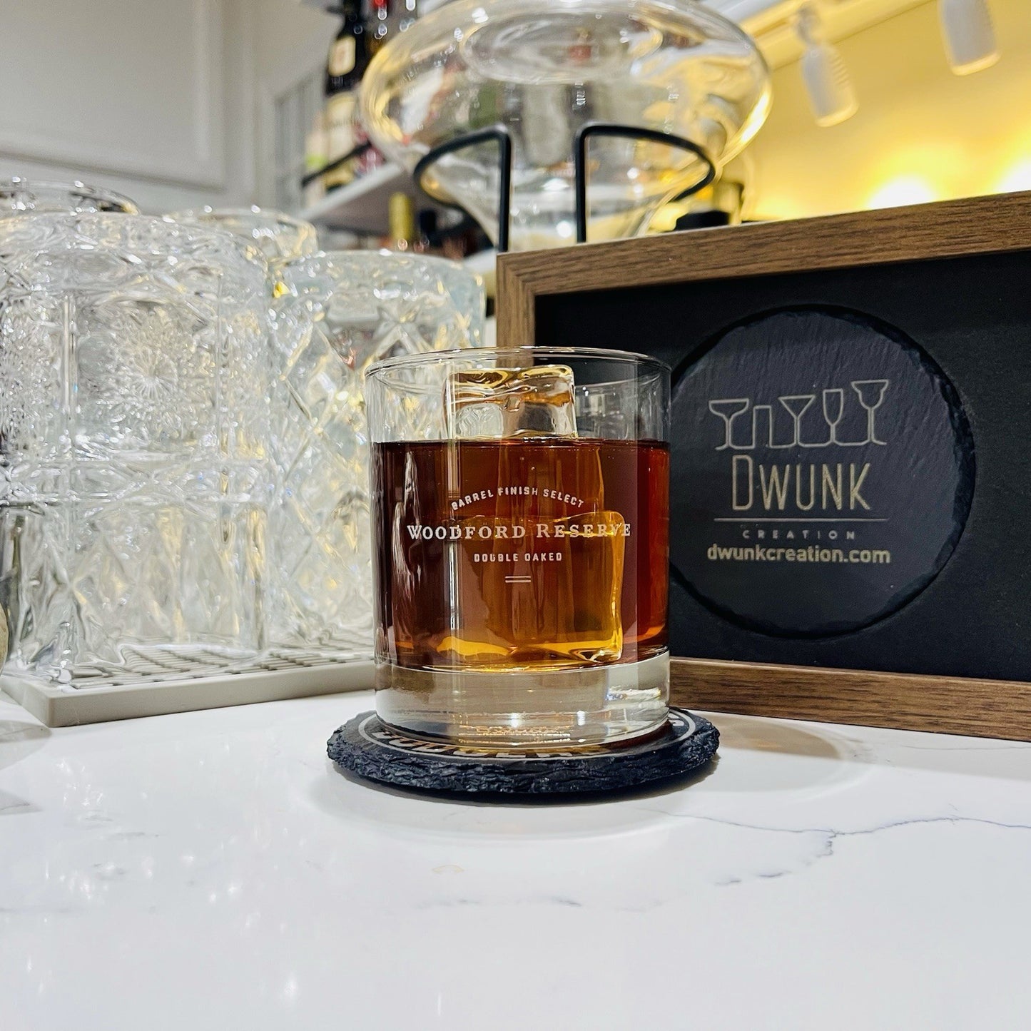Custom Engraved Woodford Reserve Double Oaked Whiskey Glass – 11 oz Rocks
