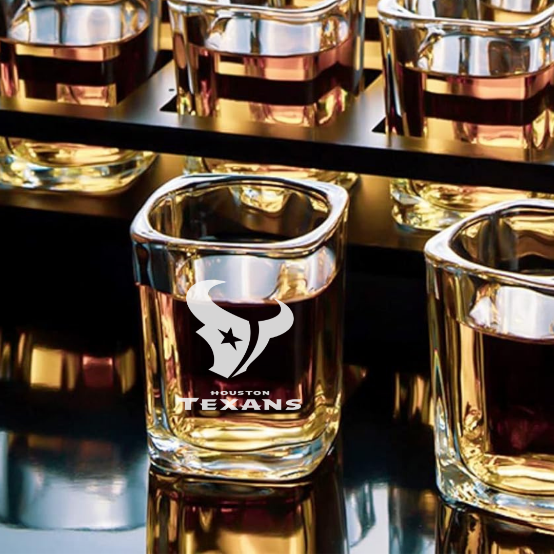 Custom Engraved Houston Texans Shot Glass – 2.2 oz Square Shot Glass Super Bowl