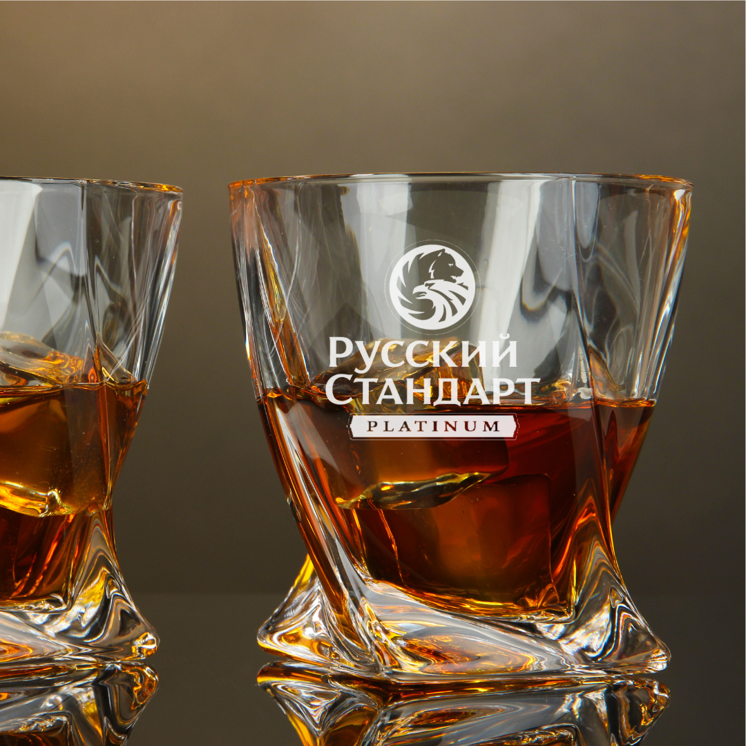 Custom Engraved Russian Standard Vodka Glass – 10 oz Twisted Rocks Glass
