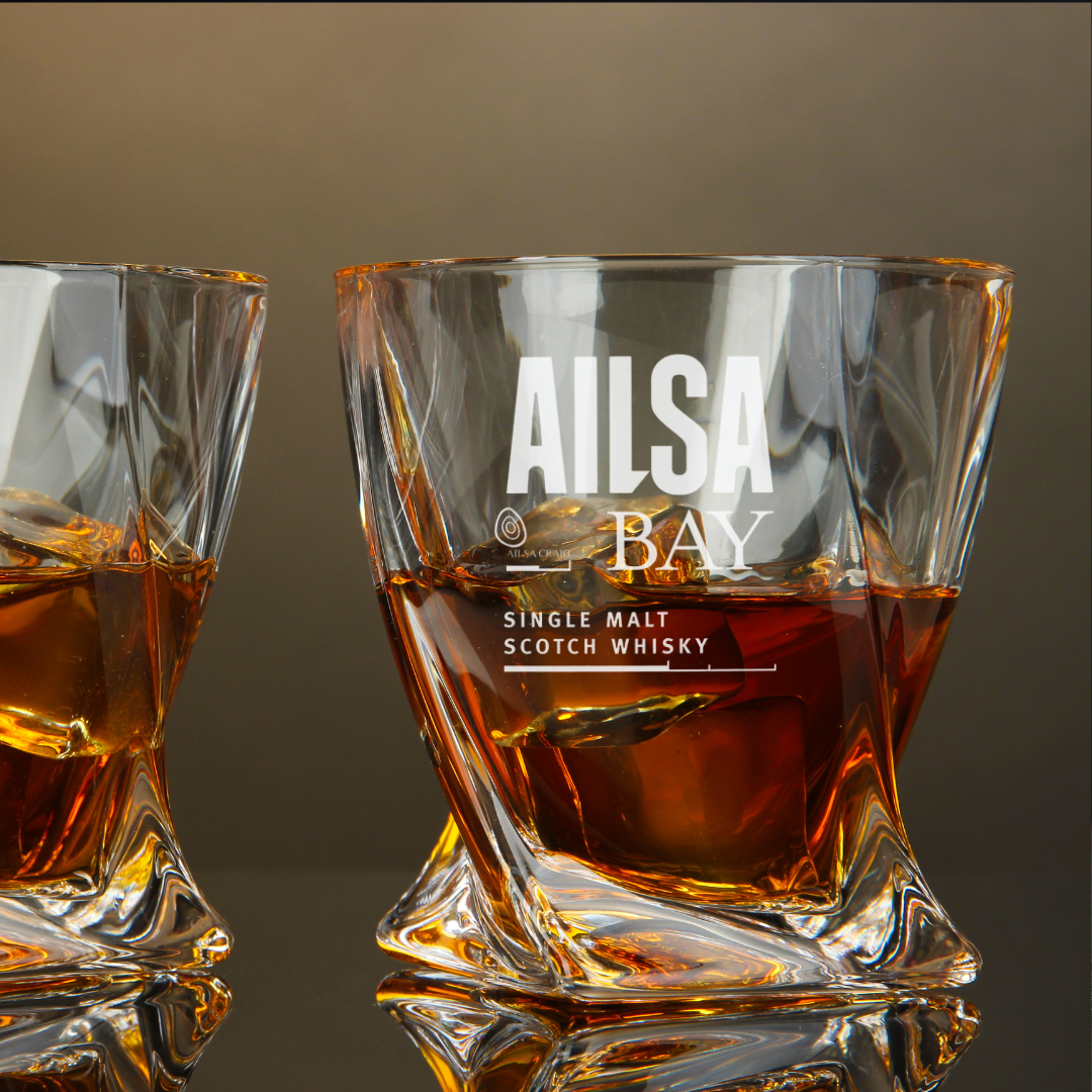 Ailsa Bay Single Malt Scotch Whisky Twisted Whiskey Glass 10oz