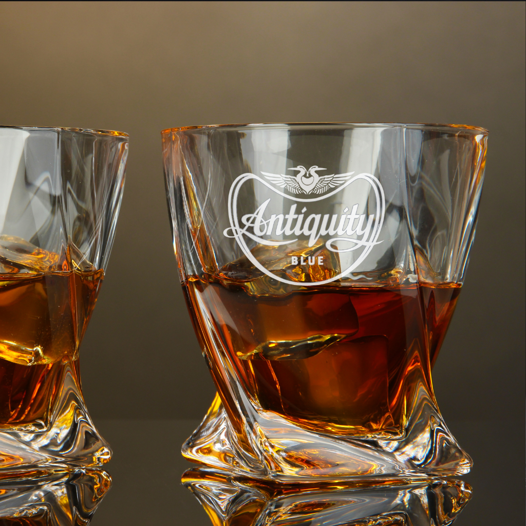 Antiquity Blue Whisky Twisted Whiskey Glass 10oz