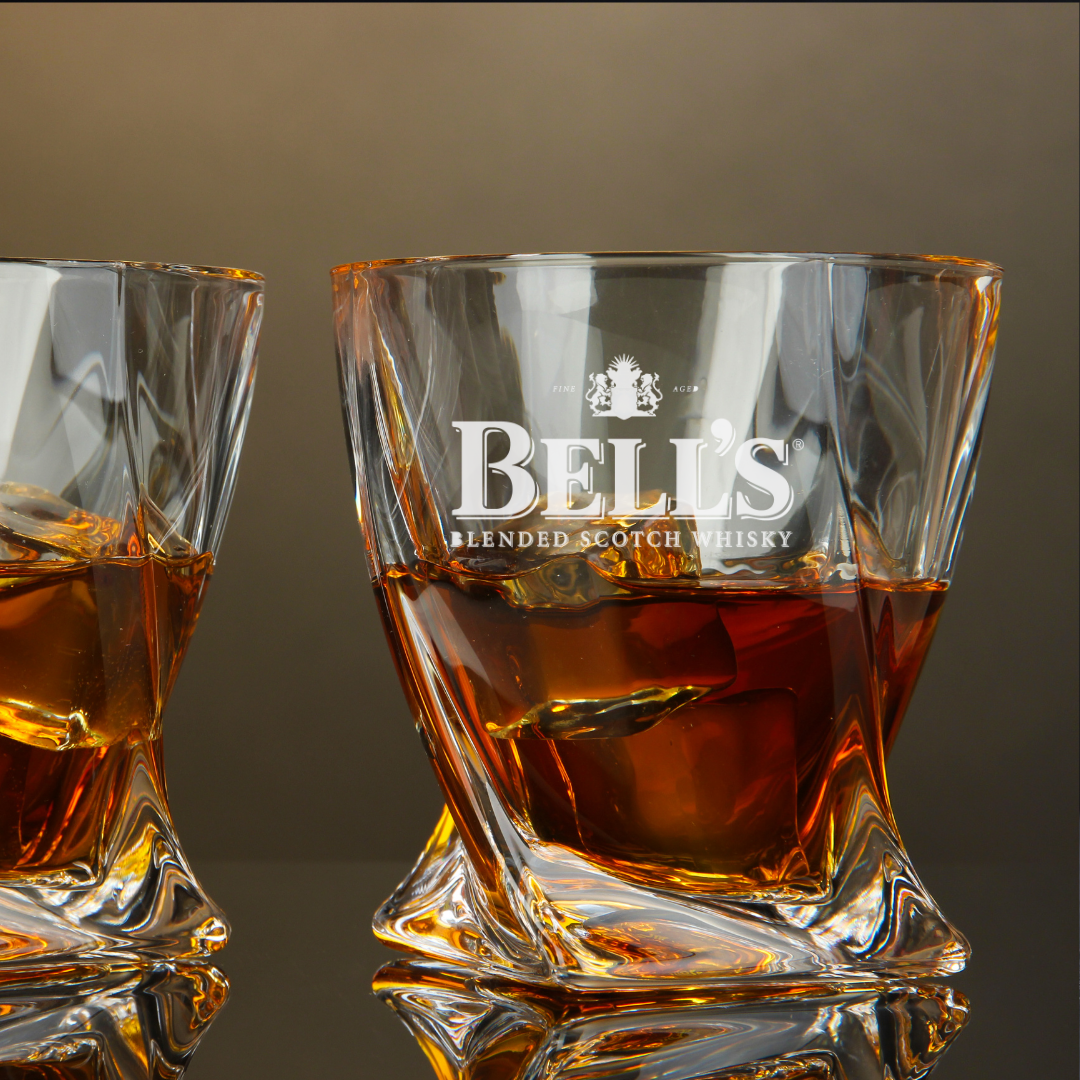 Bells Original Blended Scotch Whisky Twisted Whiskey Glass 10oz