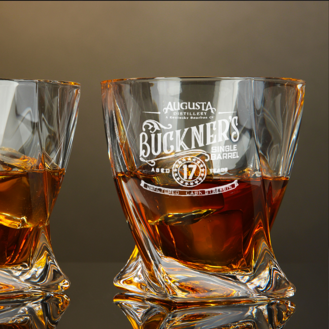 Buckner's Single Barrel Bourbon Whiskey Twisted Whiskey Glass 10oz