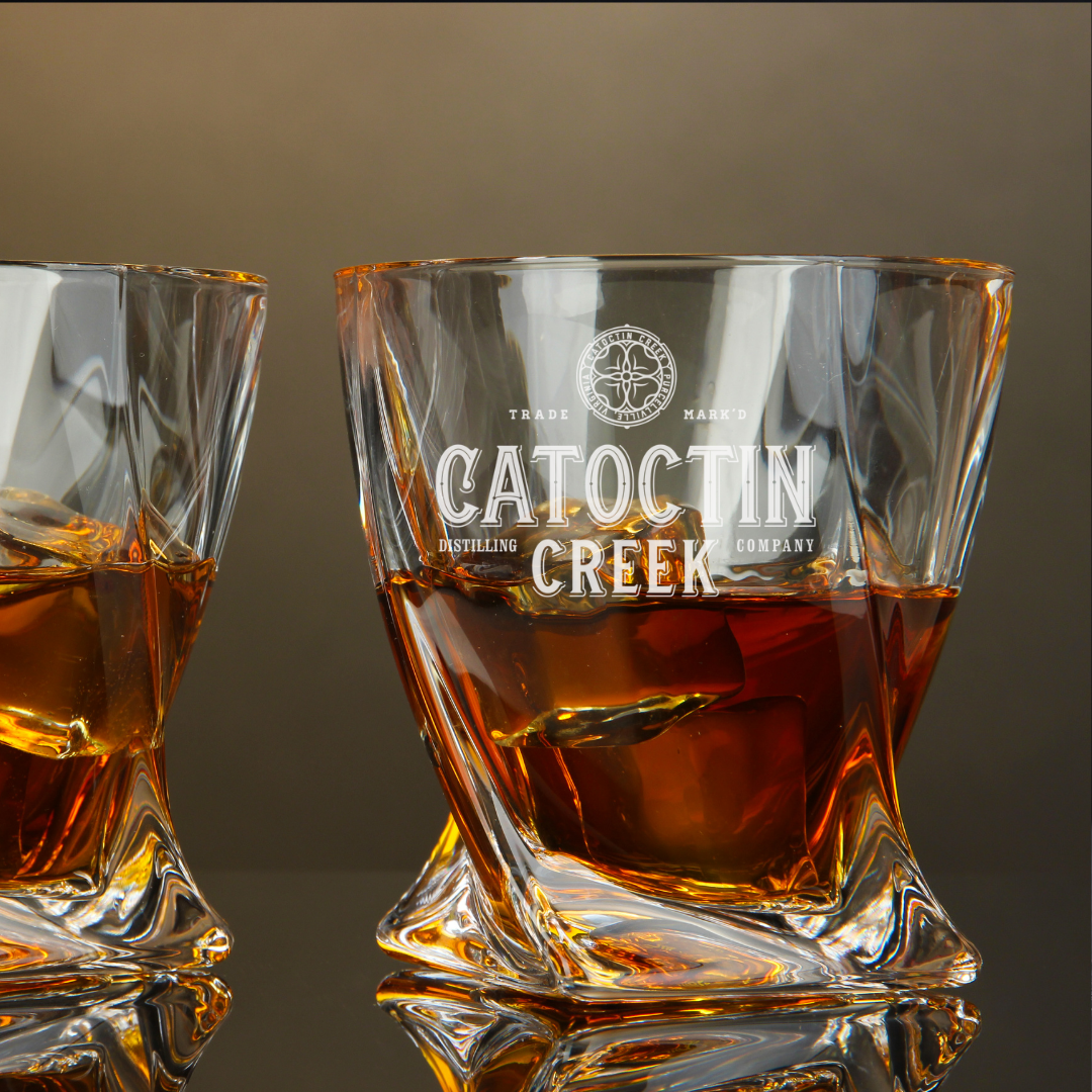Catoctin Creek Virginia Rye Whisky Twisted Whiskey Glass 10oz