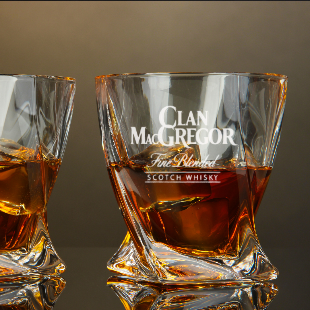 Clan MacGregor Blended Scotch Whisky Twisted Whiskey Glass 10oz