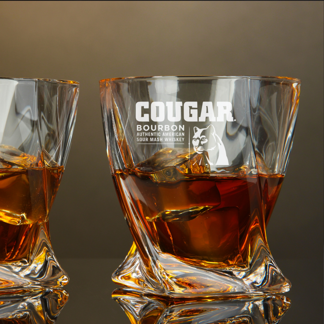 Cougar Bourbon Whiskey Twisted Whiskey Glass 10oz