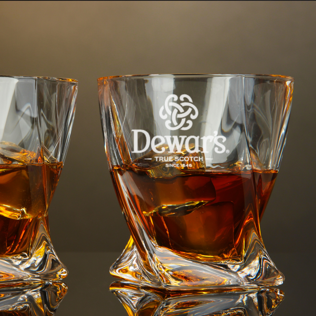 Dewars Blended Scotch Whisky Twisted Whiskey Glass 10oz