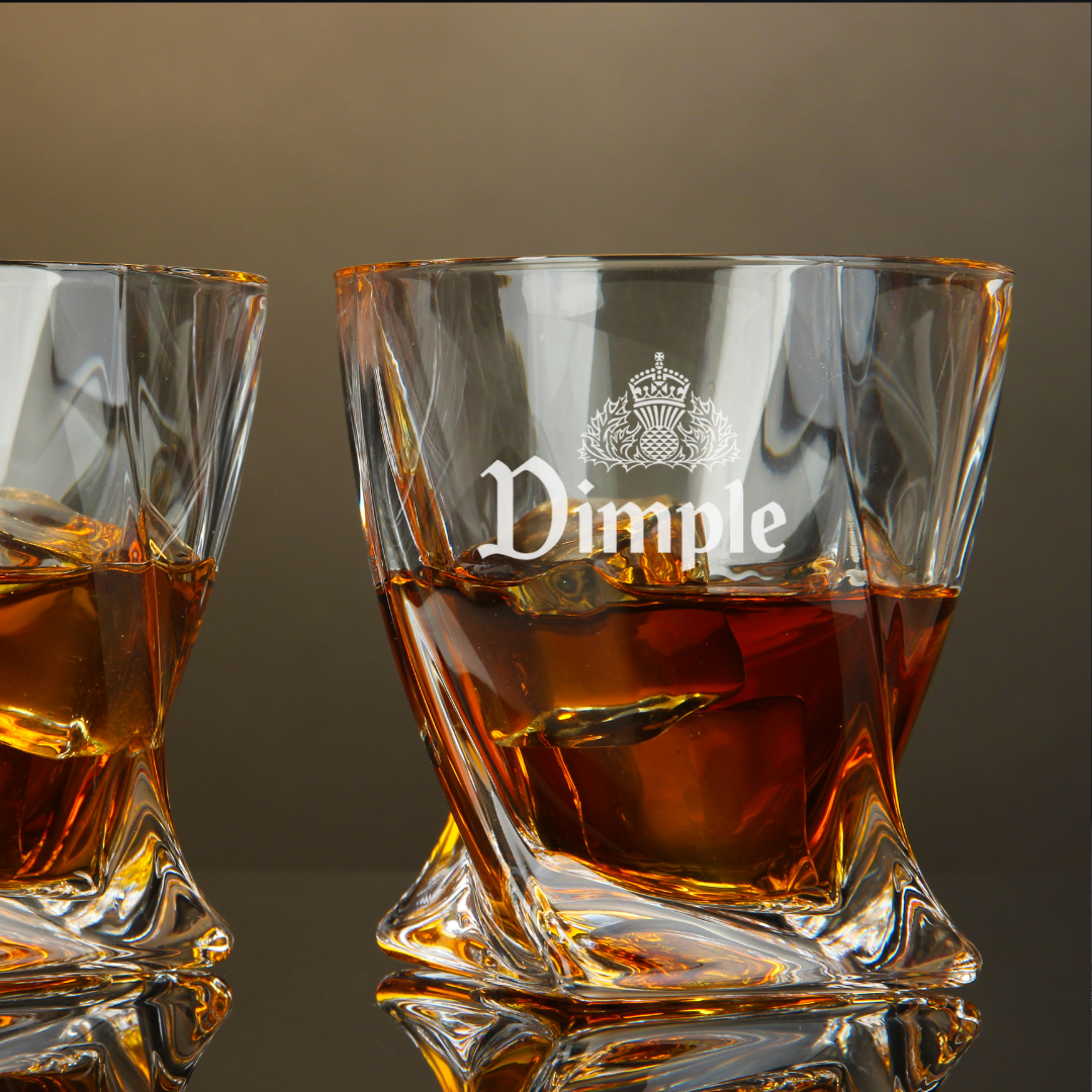 Dimple Pinch Blended Scotch Whisky Twisted Whiskey Glass 10oz