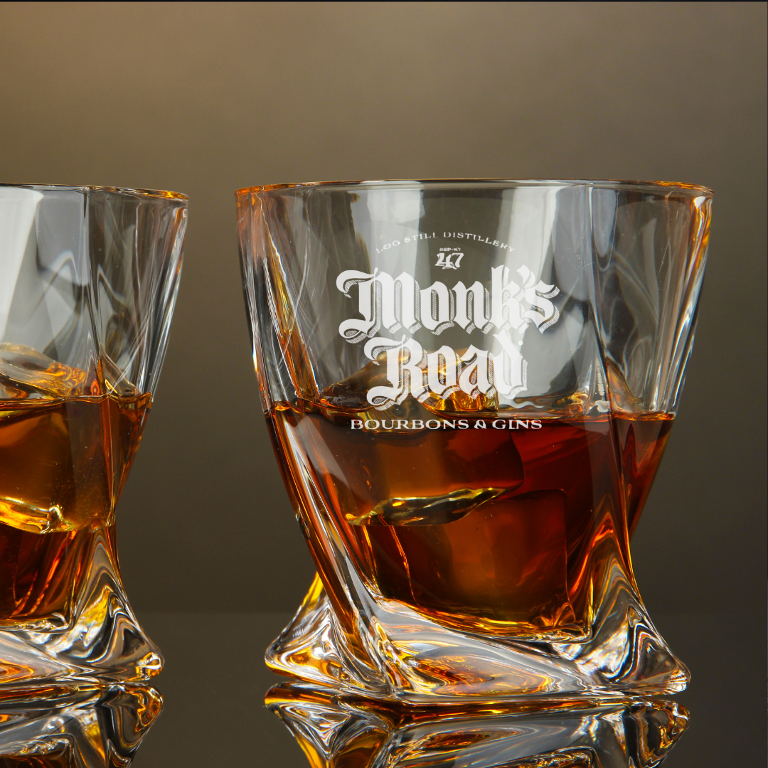 Monk's Road Kentucky Straight Rye Whiskey Twisted Whiskey Glass 10oz