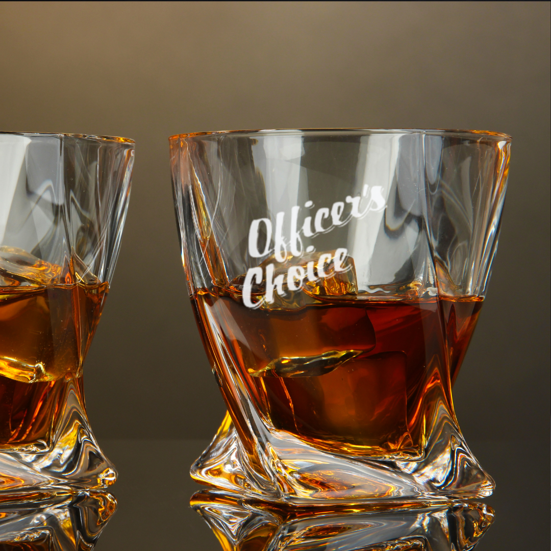 Officer's Choice Rare Whisky Twisted Whiskey Glass 10oz