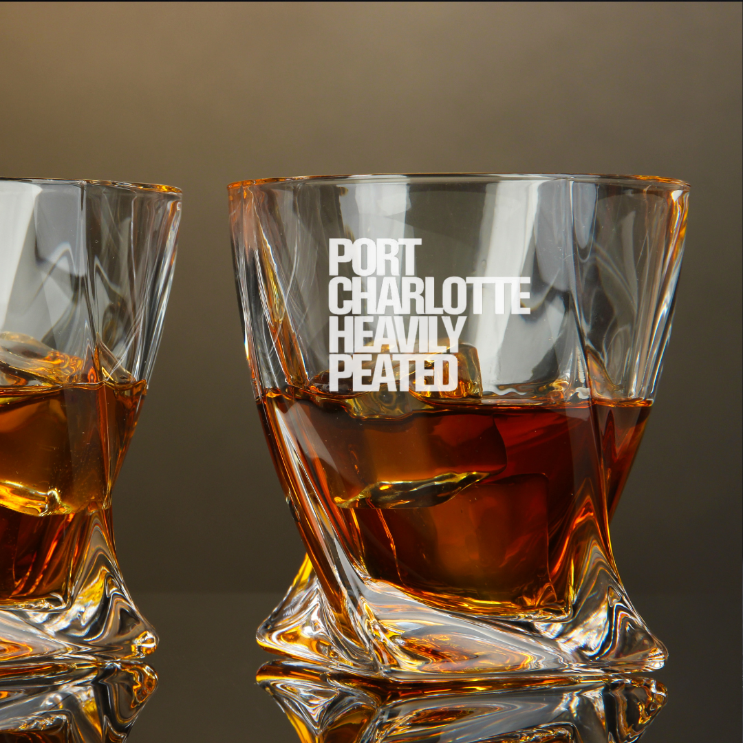 Port Charlotte Peated Islay Single Malt Whisky Twisted Whiskey Glass 10oz
