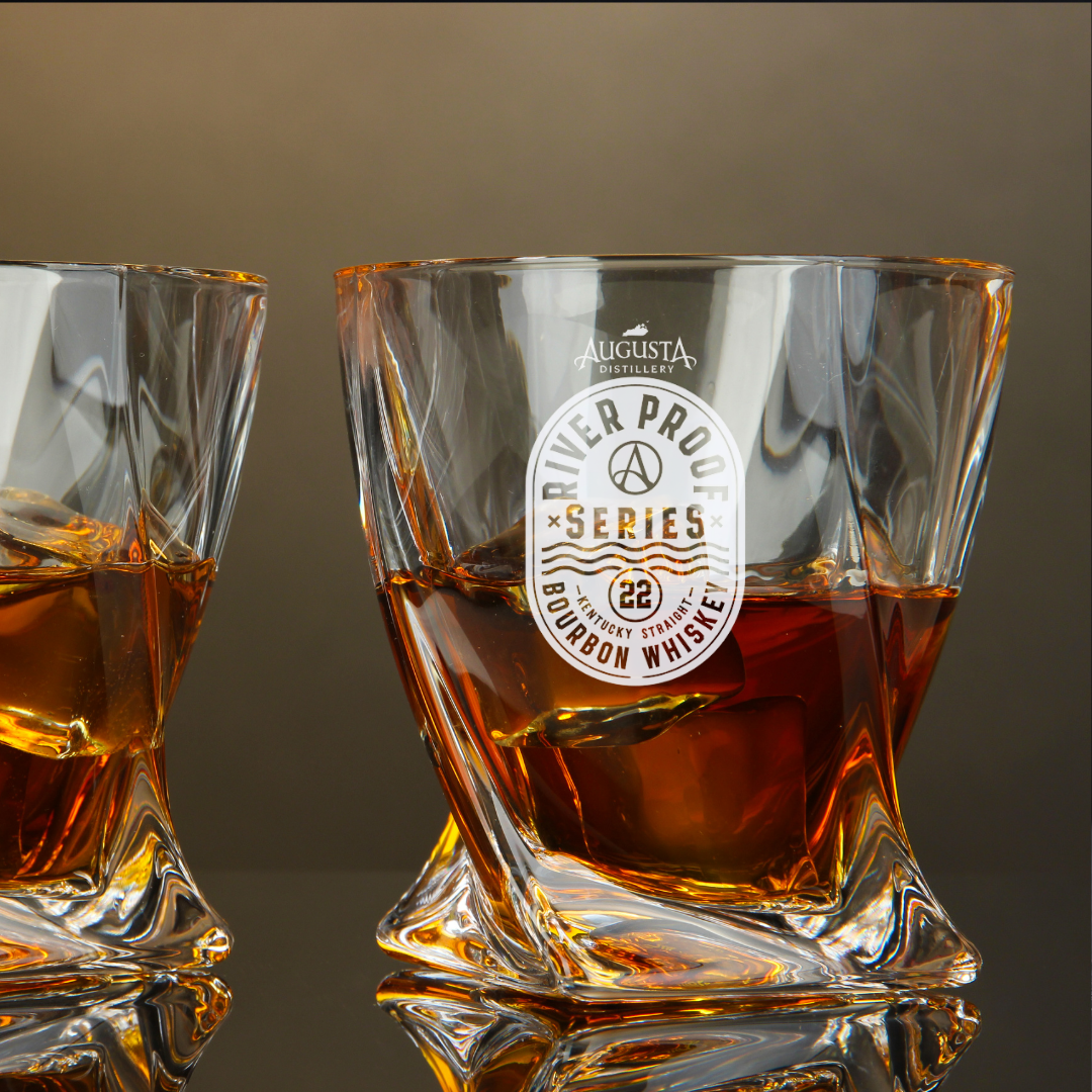 Augusta River Proof Series Straight Bourbon Twisted Whiskey Glass 10oz