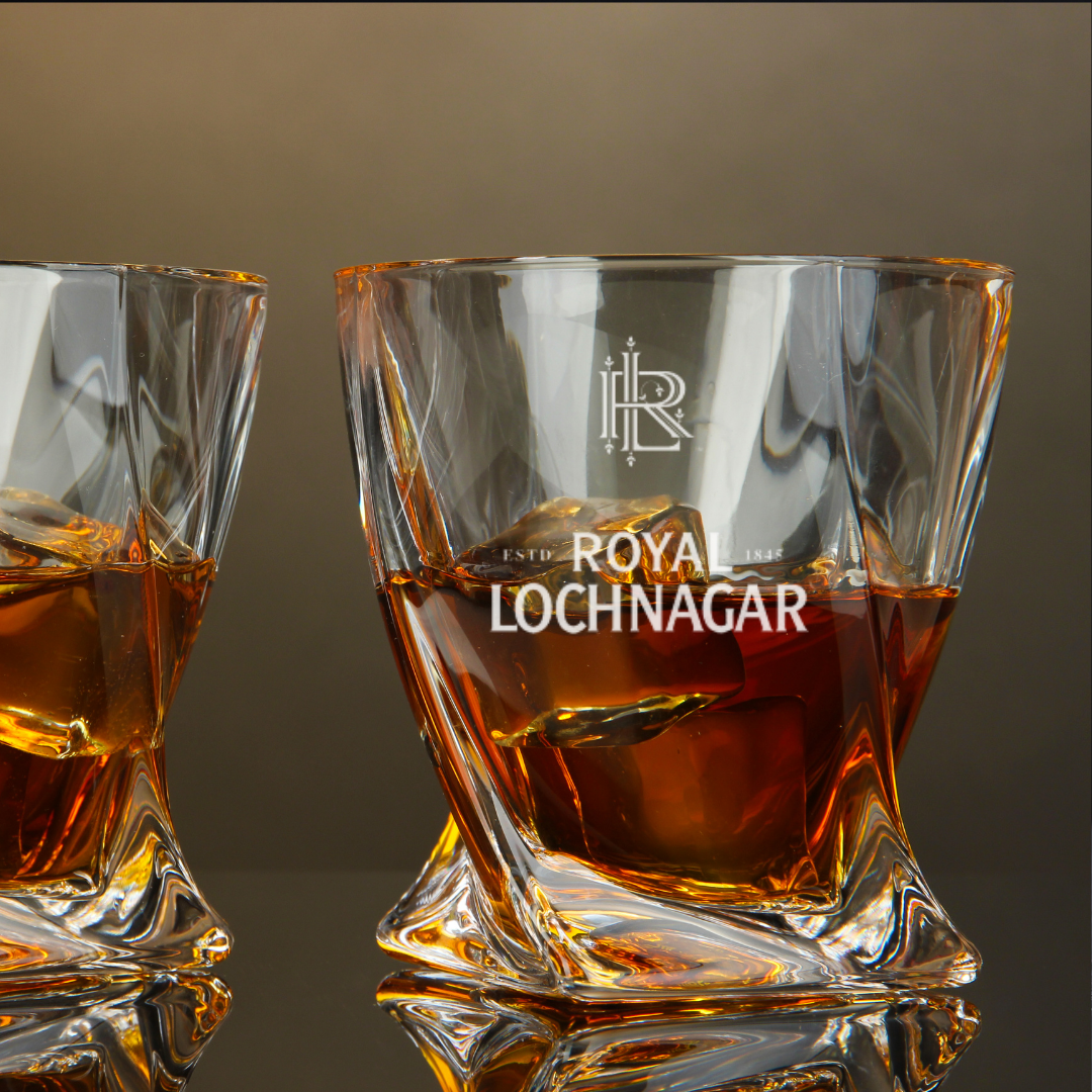 Royal Lochnagar Single Malt Scotch Whisky Twisted Whiskey Glass 10oz
