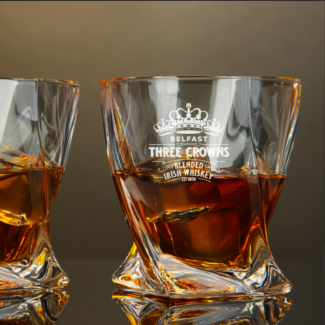 Dunville's Three Crowns Whiskey Twisted Whiskey Glass 10oz