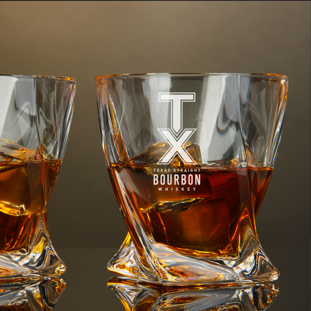 TX Whiskey Twisted Whiskey Glass 10oz