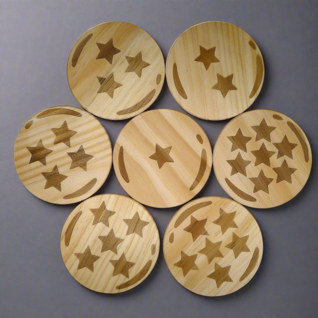 Dragon Ball Z Wooden Coaster Set Anime Inspired Fan Art