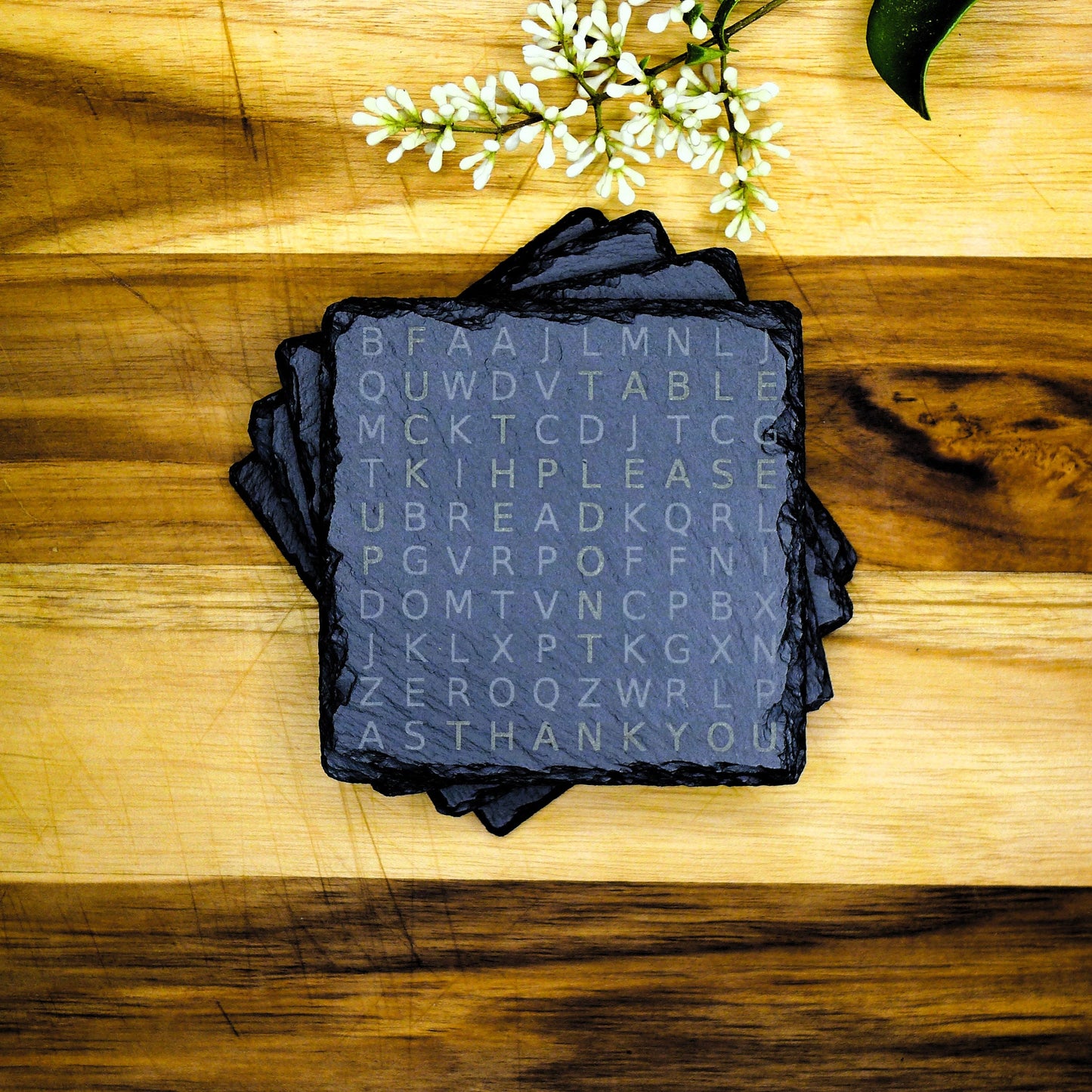 Customized Word Search Puzzle Slate Coaster