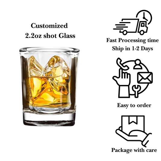 Made-to-Order Custom Engraved Square Shot Glass 2.2oz – Your Logo