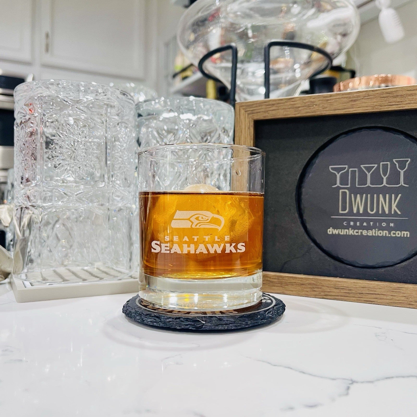 Custom Engraved Seattle Seahawks Whiskey Glass – 11 oz Rocks Glass