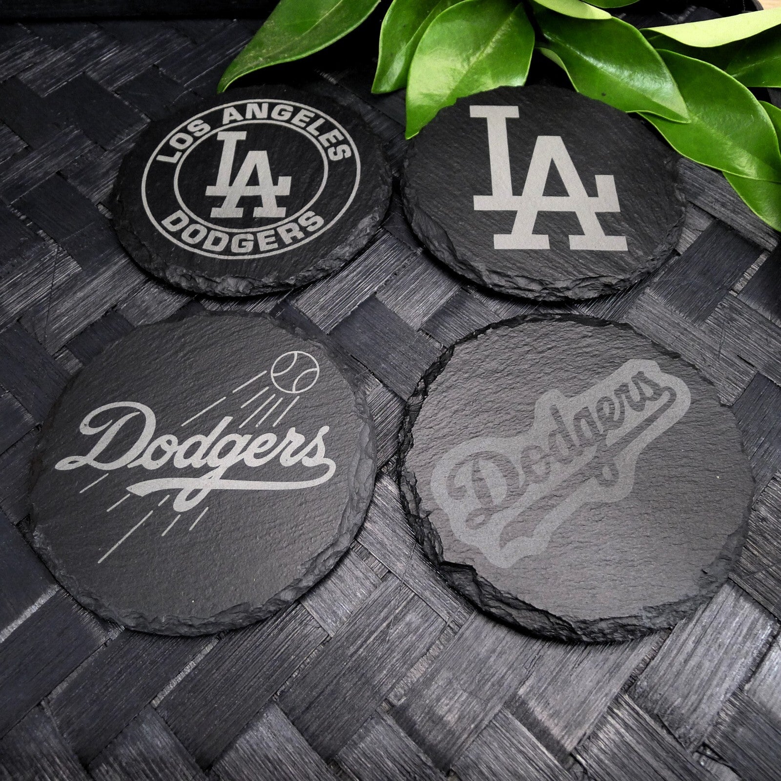 Los Angeles LA Dodgers Coaster Set MLB Brand New Laser Engraved Stone Hand Made