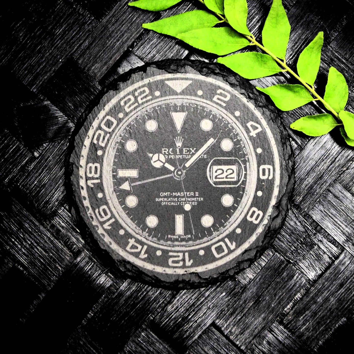 Rolex GMT Master II 116710 Slate Coaster Batman Brand New Hand Made Laser