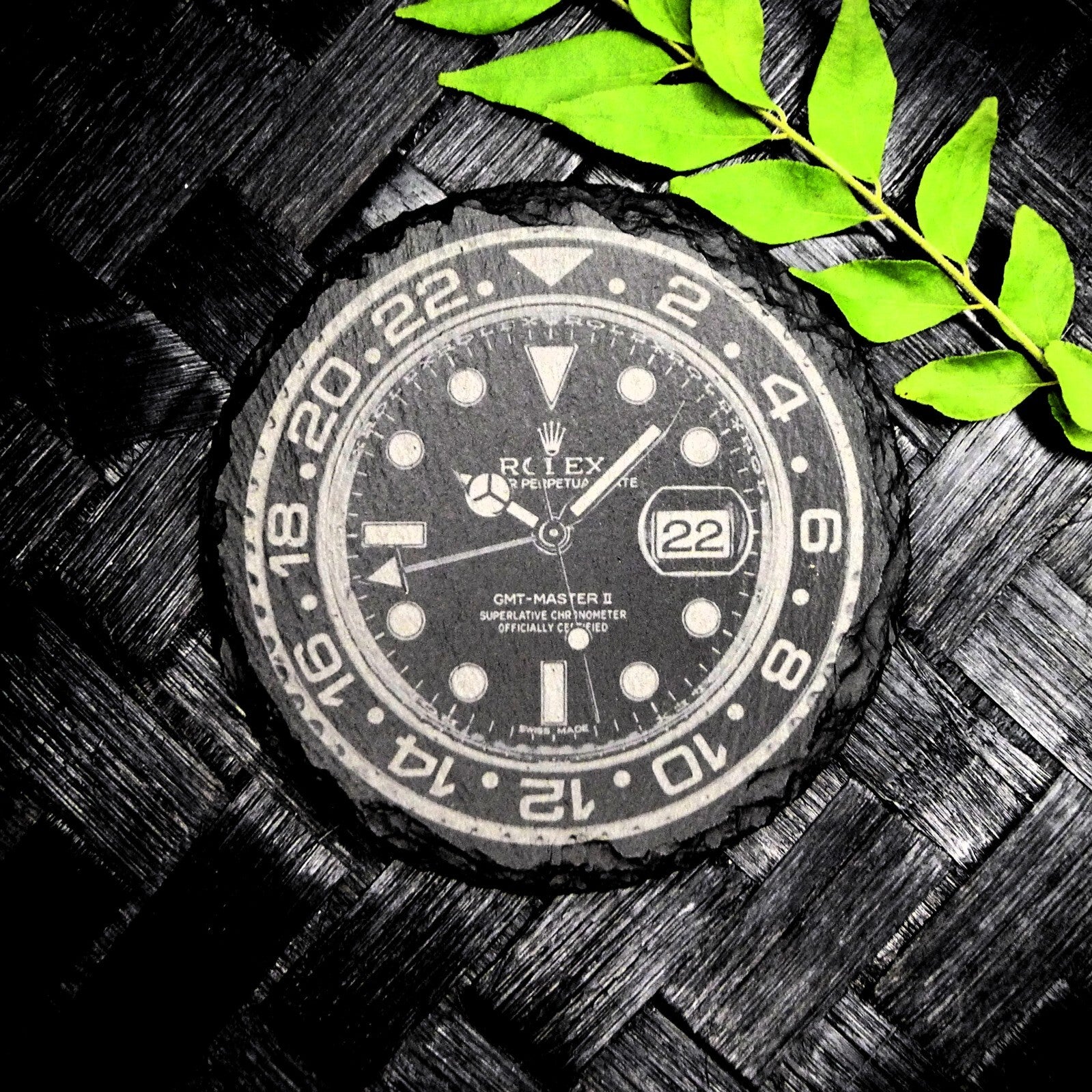 Rolex GMT Master II 116710 Slate Coaster Batman Brand New Hand Made Laser
