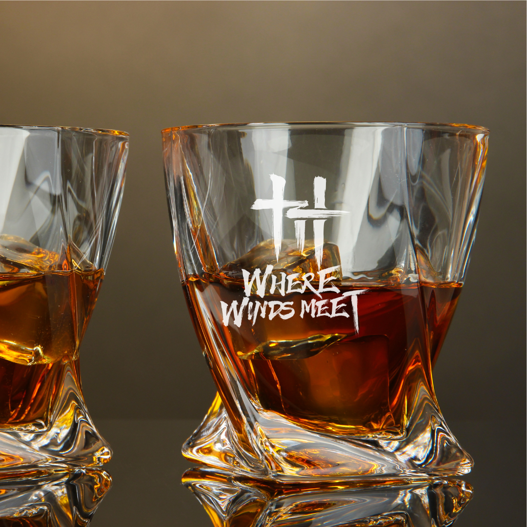 Custom Engraved Where Winds Meet Whiskey Glass – 10 oz Twisted Rocks Glass