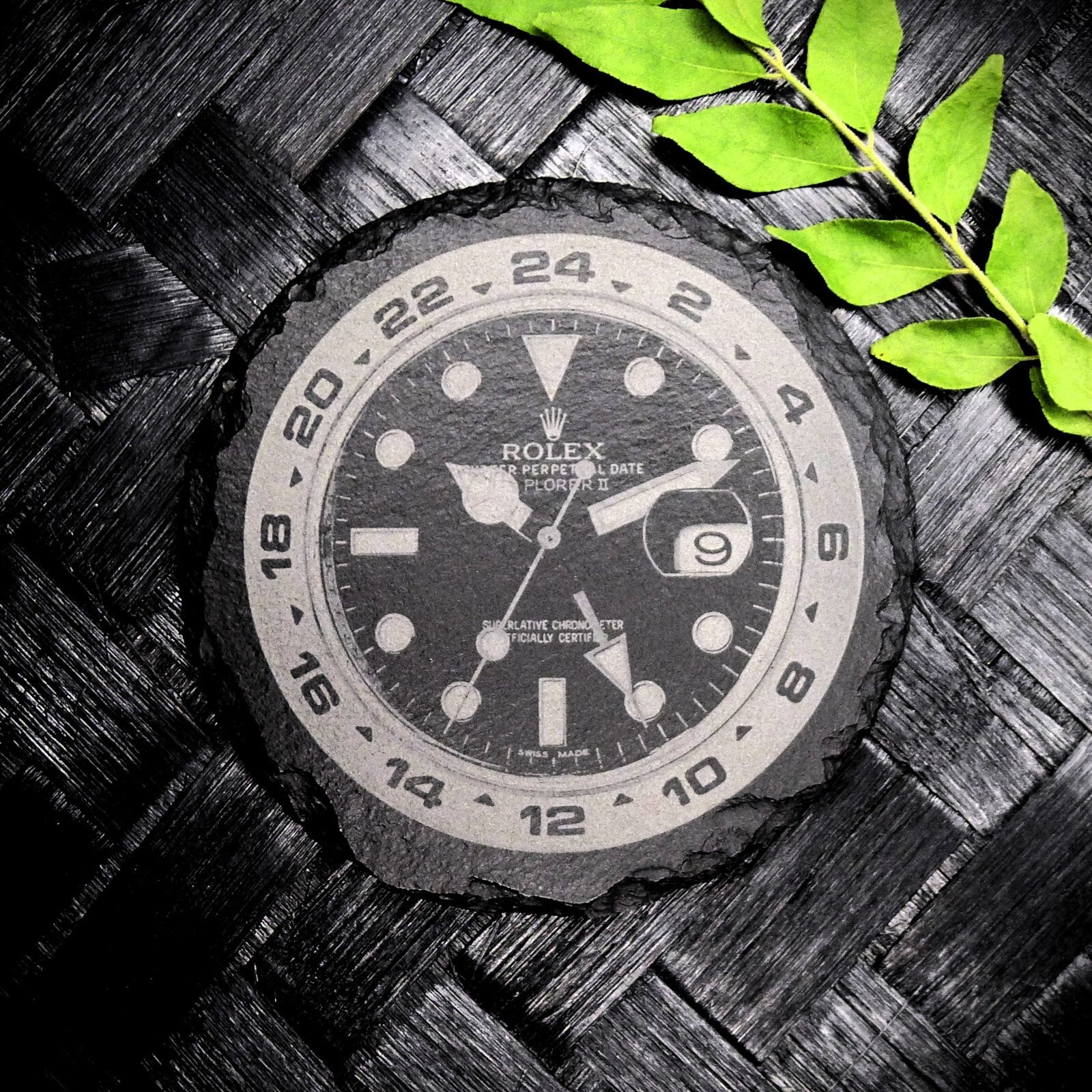 Rolex Explorer II 216570 Black Dial Slate Coaster Set Brand New Laser Engraved