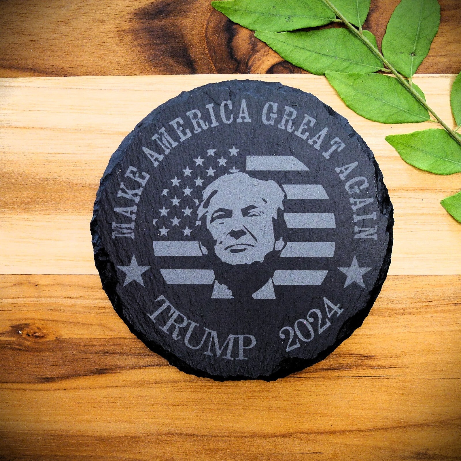 Trump 2024 FIGHT Never Surrender Assassination MAGA Slate Coaster Set