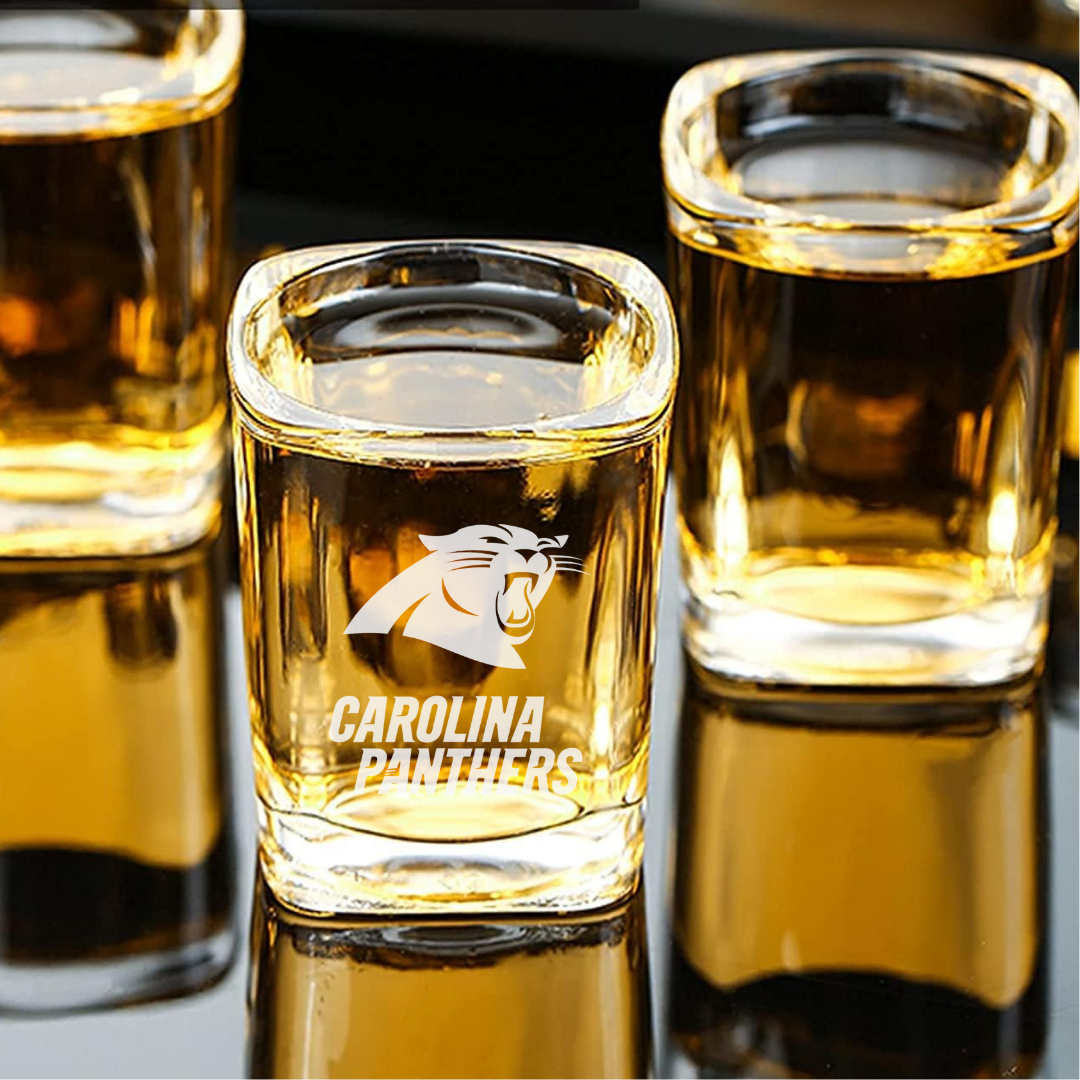 Custom Engraved Carolina Panthers Shot Glass – 2.2 oz Square Shot Glass