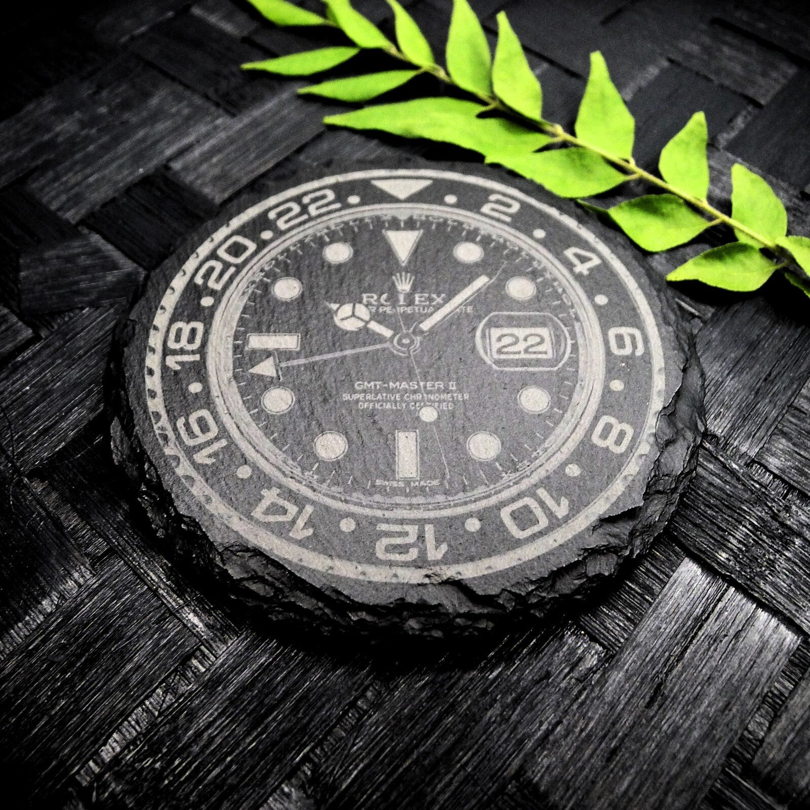 Rolex GMT Master II 116710 Slate Coaster Batman Brand New Hand Made Laser