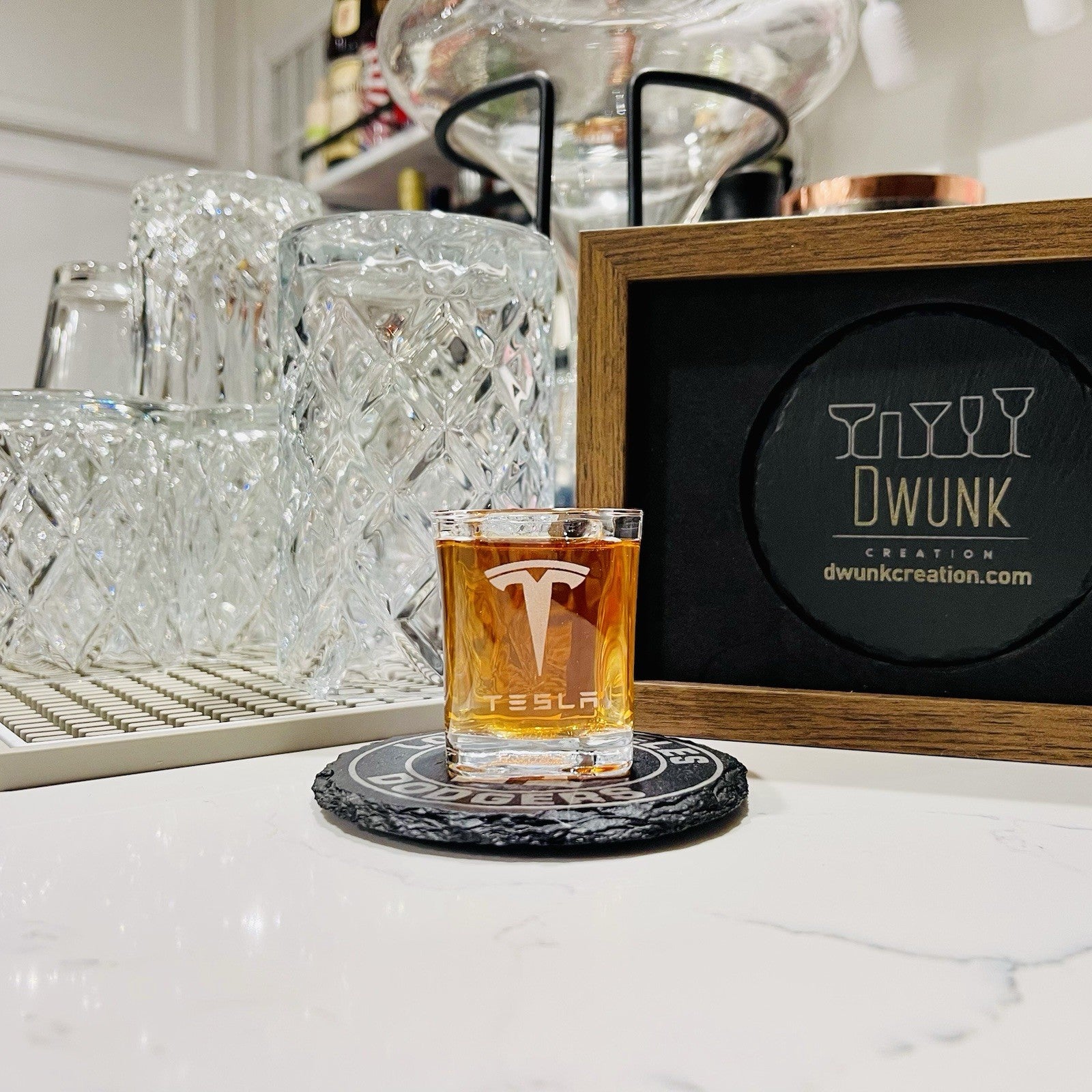 Custom Engraved Tesla Tequila Shot Glass – 2.2 oz Capacity NEW