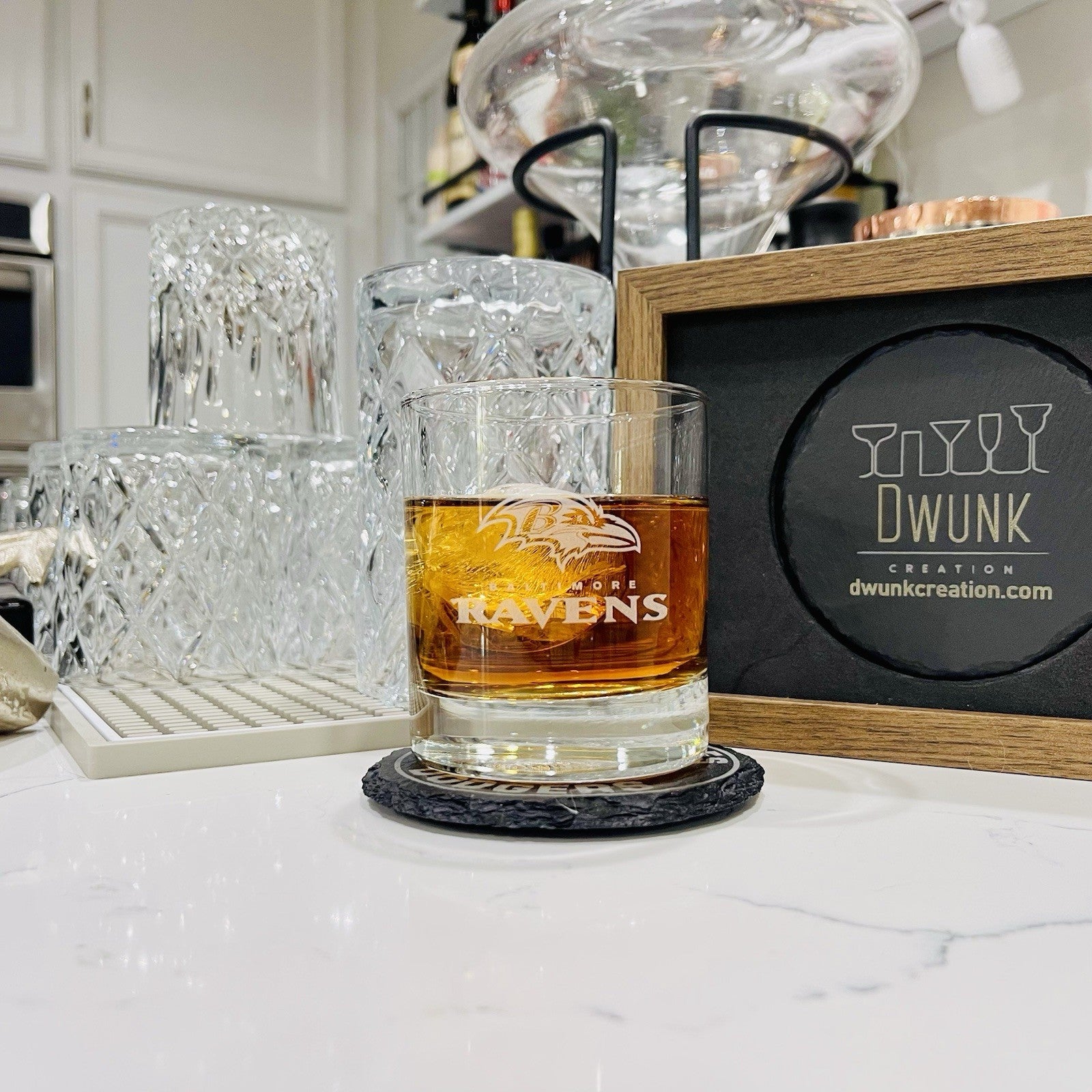 Custom Engraved Baltimore Ravens Whiskey Glass – 11 oz Rocks Glass