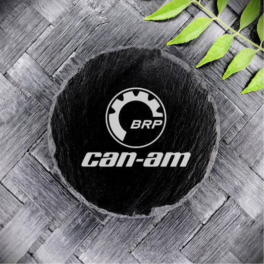 Can-Am BRP Style Slate Coaster Brand New Handcrafted Laser Engraved Round
