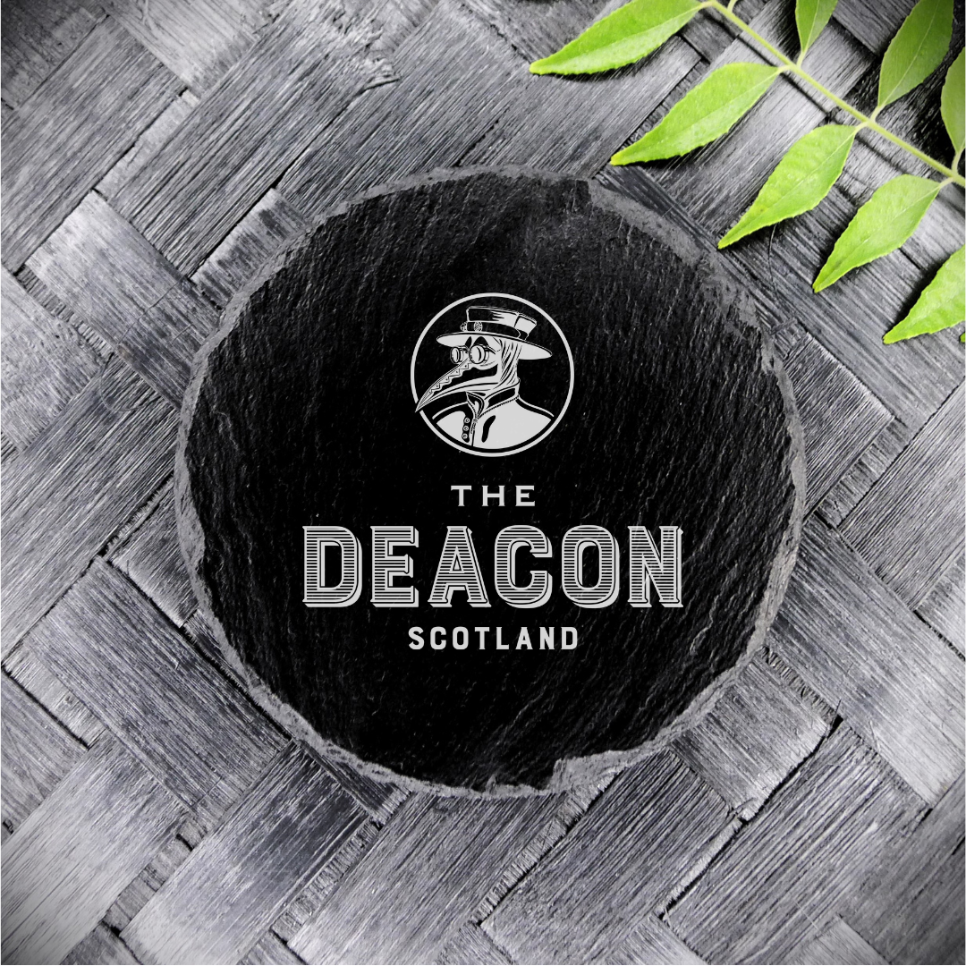 The Deacon Scotland Slate Coaster Brand New Handcrafted Laser Engraved Round