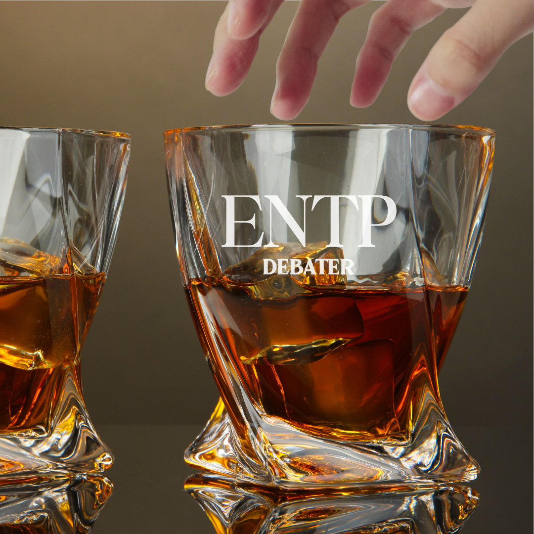 Custom Engraved ENTP Whiskey Glass – 10 oz Twisted Rocks Glass MBTI