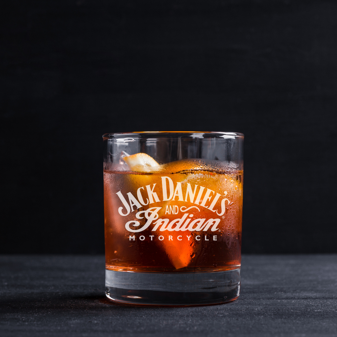 Custom Engraved Jack Daniels & Indian Motorcycle Whiskey Glass – 11 oz Standard