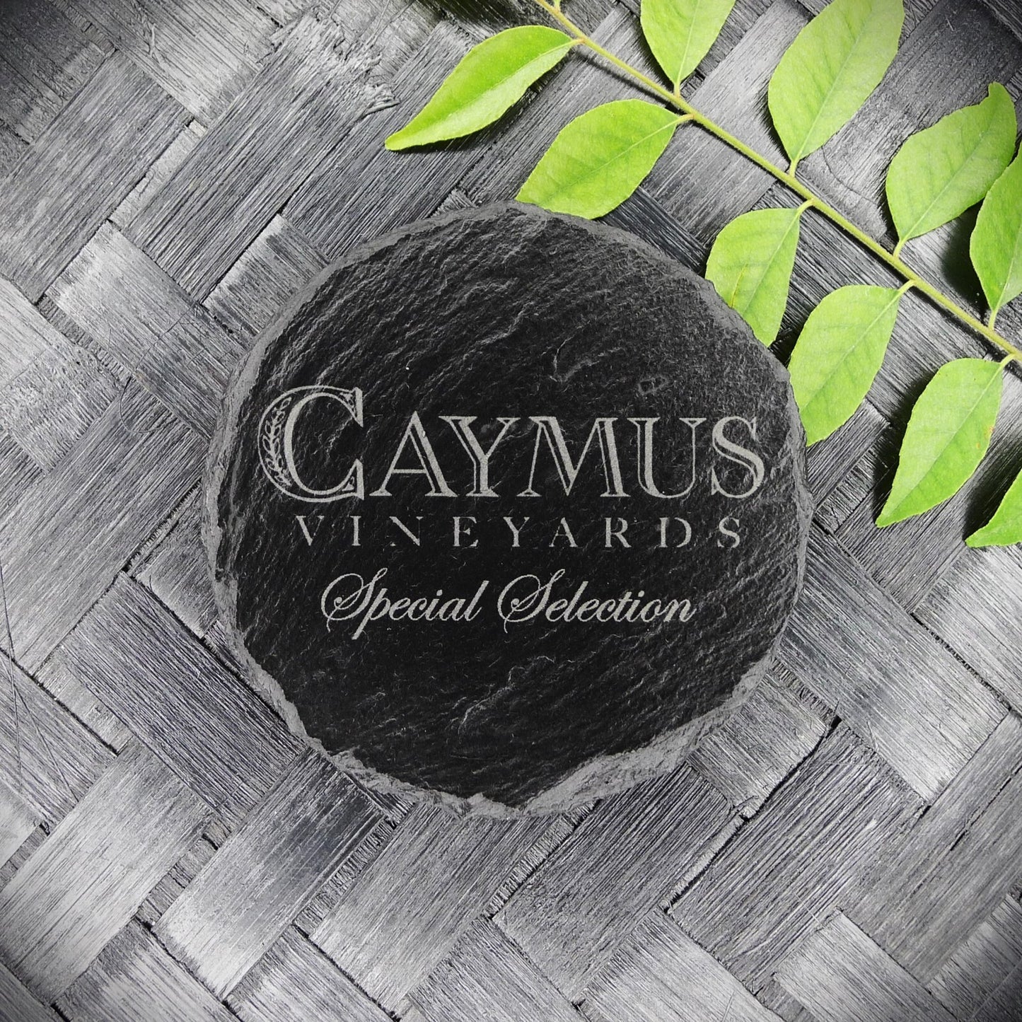 Caymus Vineyards Slate Coaster Brand New Handcrafted Laser Engraved Round