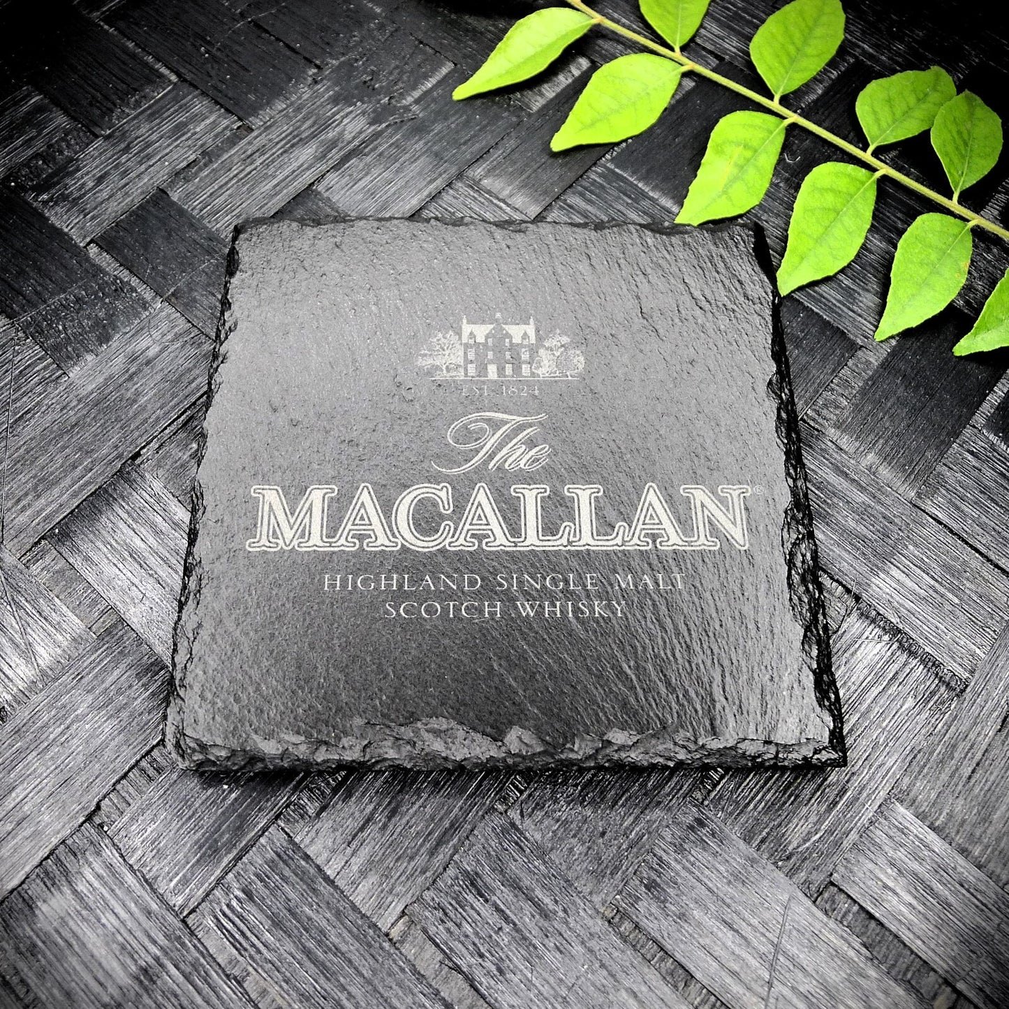 Macallan Whisky Slate Coaster Brand New Handcrafted Laser Engraved Square